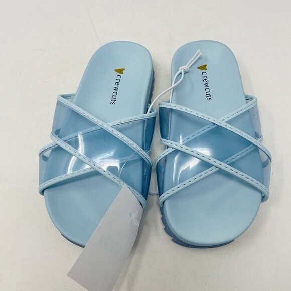 J Crew Crewcuts Little Girl K9 Slip On Pool Clear Jelly Sandals in Blue $45 217 - Picture 3 of 9